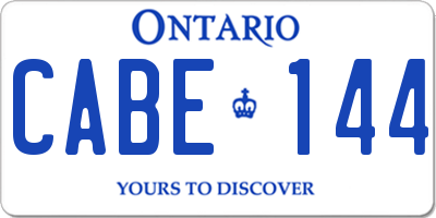 ON license plate CABE144