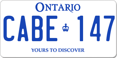 ON license plate CABE147