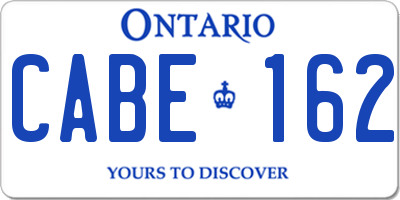 ON license plate CABE162