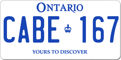 ON license plate CABE167