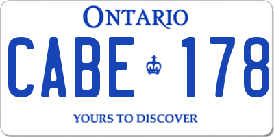 ON license plate CABE178