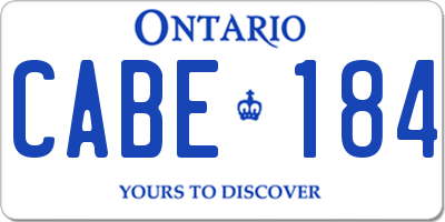 ON license plate CABE184