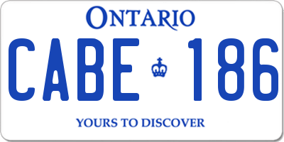 ON license plate CABE186