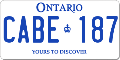 ON license plate CABE187