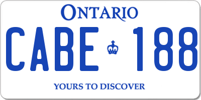 ON license plate CABE188