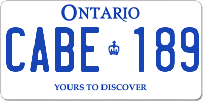 ON license plate CABE189