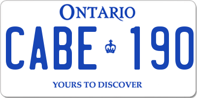 ON license plate CABE190