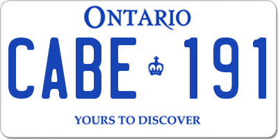 ON license plate CABE191