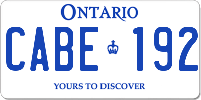 ON license plate CABE192