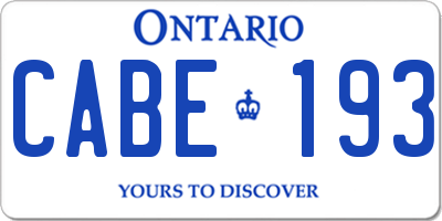 ON license plate CABE193