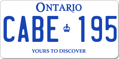 ON license plate CABE195