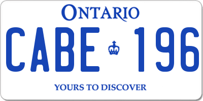 ON license plate CABE196