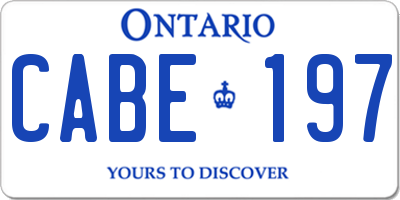 ON license plate CABE197