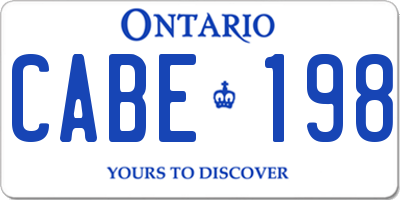 ON license plate CABE198