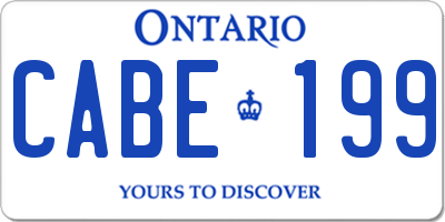 ON license plate CABE199