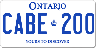 ON license plate CABE200