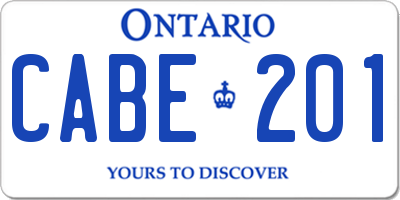 ON license plate CABE201