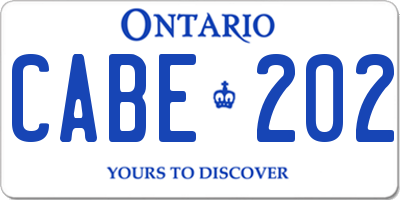 ON license plate CABE202