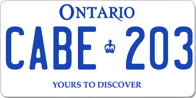 ON license plate CABE203