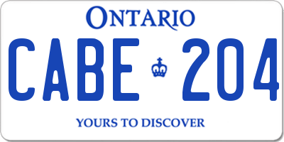 ON license plate CABE204