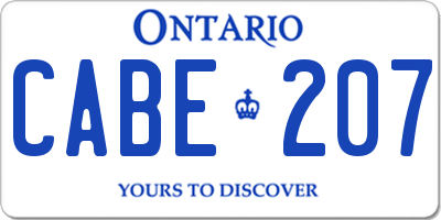 ON license plate CABE207