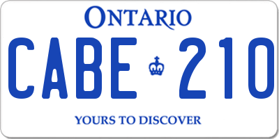 ON license plate CABE210