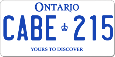 ON license plate CABE215