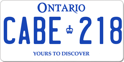 ON license plate CABE218