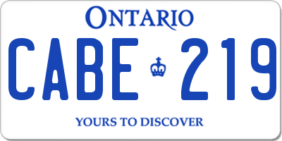 ON license plate CABE219