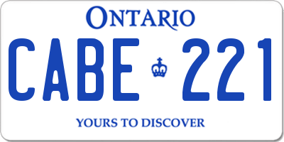 ON license plate CABE221