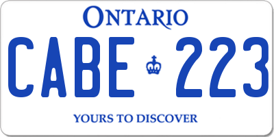 ON license plate CABE223