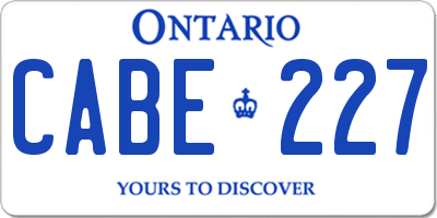 ON license plate CABE227