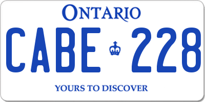 ON license plate CABE228