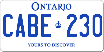 ON license plate CABE230