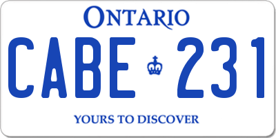 ON license plate CABE231