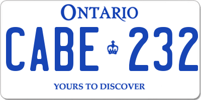 ON license plate CABE232