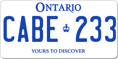 ON license plate CABE233