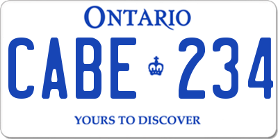 ON license plate CABE234