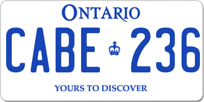 ON license plate CABE236