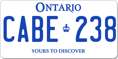 ON license plate CABE238