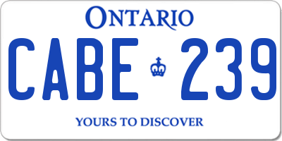 ON license plate CABE239