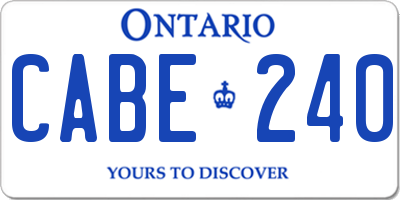 ON license plate CABE240