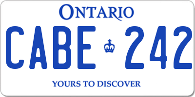 ON license plate CABE242