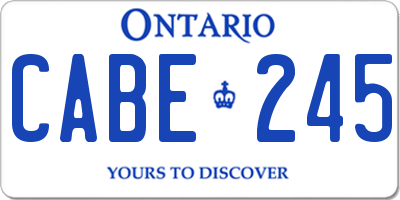 ON license plate CABE245