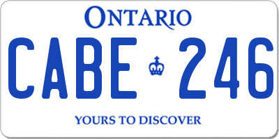 ON license plate CABE246