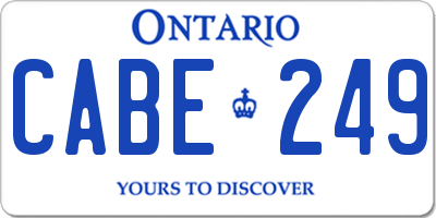 ON license plate CABE249