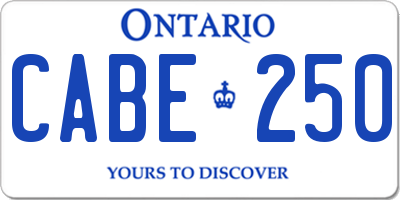 ON license plate CABE250