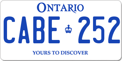 ON license plate CABE252