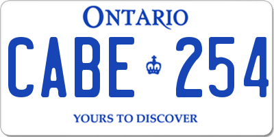 ON license plate CABE254