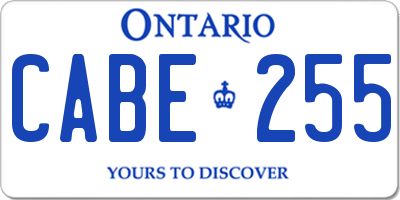 ON license plate CABE255